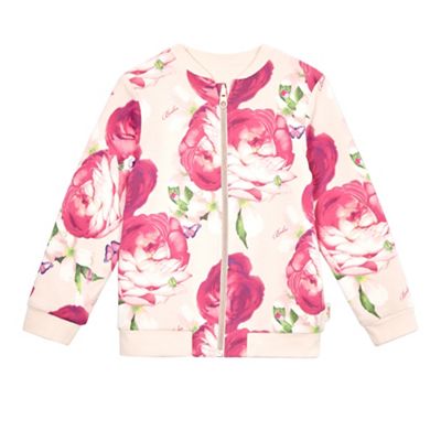 Girls' light pink reversible bomber jacket